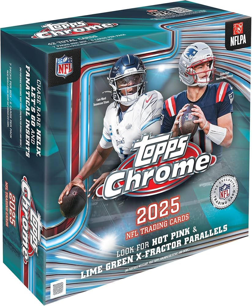 2025 NFL Topps Chrome Football Mega Box (Hot Pink, Lime Green, & X-Fractor Parallels)