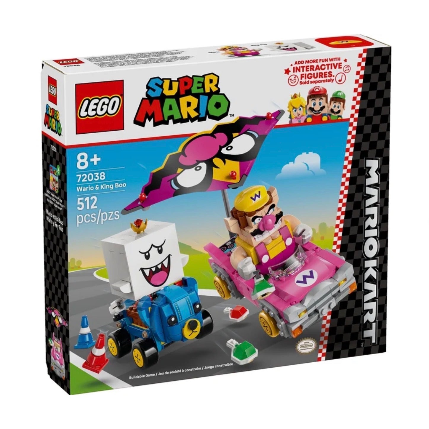 LEGO 72038 Super Mario Mario Kart – Wario & King Boo Buildable Game Set with Drifting Action