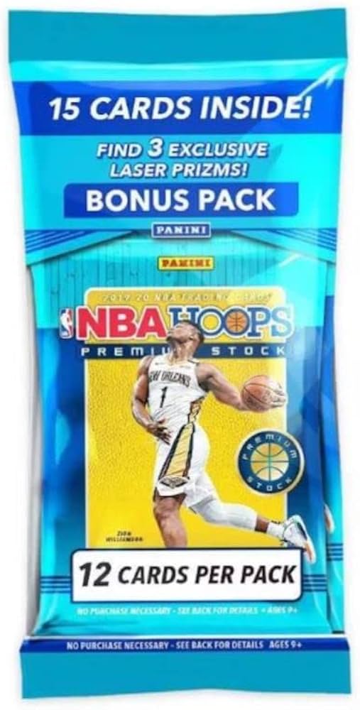 2019-20 NBA Hoops Panini Premium Stock 15-Card Value Pack (Laser Prizm Bonus Pack)