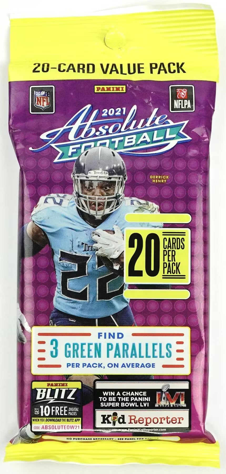 2021 NFL Panini Absolute Football 20-Card Value Pack (Green Parallels)