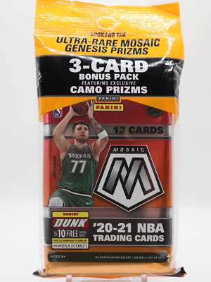 2020-21 NBA Panini Mosaic 15-Card Value Pack (Camo Prizms Bonus Pack)
