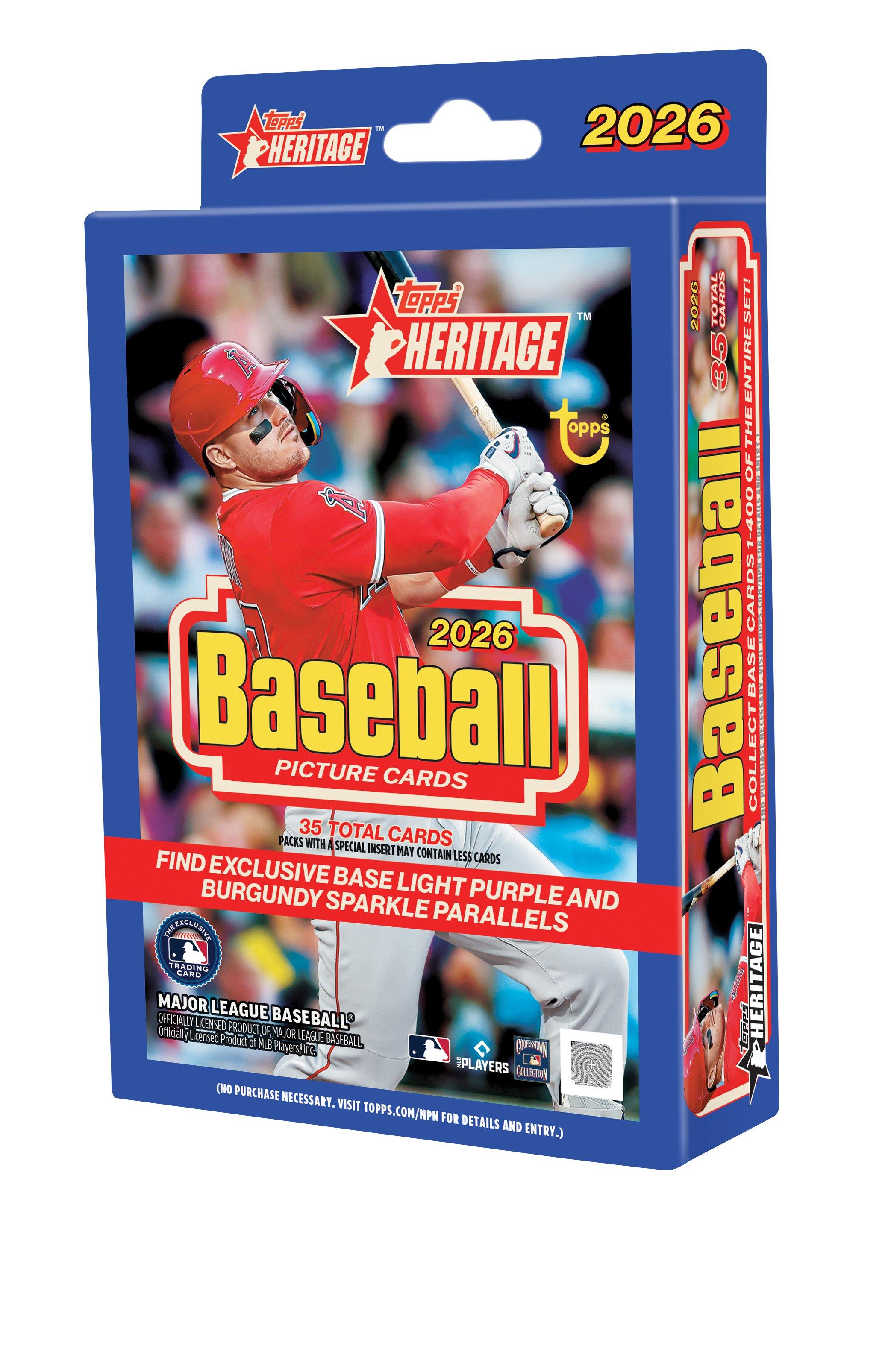 2026 MLB Topps Heritage Baseball Hanger Box (Base Light Purple & Burgungy Sparkle Parallels)