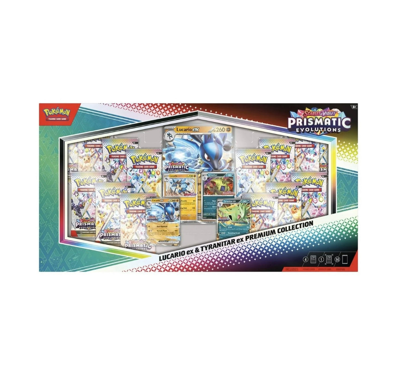 Prismatic Evolutions Lucario ex & Tyranitar ex Premium Collection Pokemon